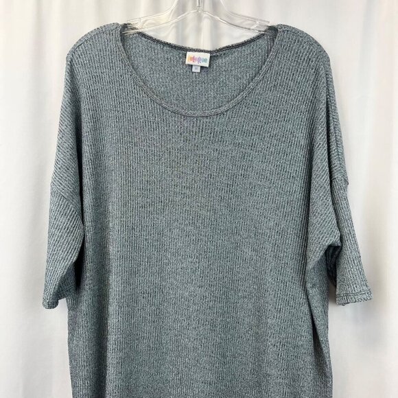 LulaRoe Women’s 3/4 Sleeve Scoop Neck Ribbed Dress Silver Hi-Low Medium - Picture 2 of 8